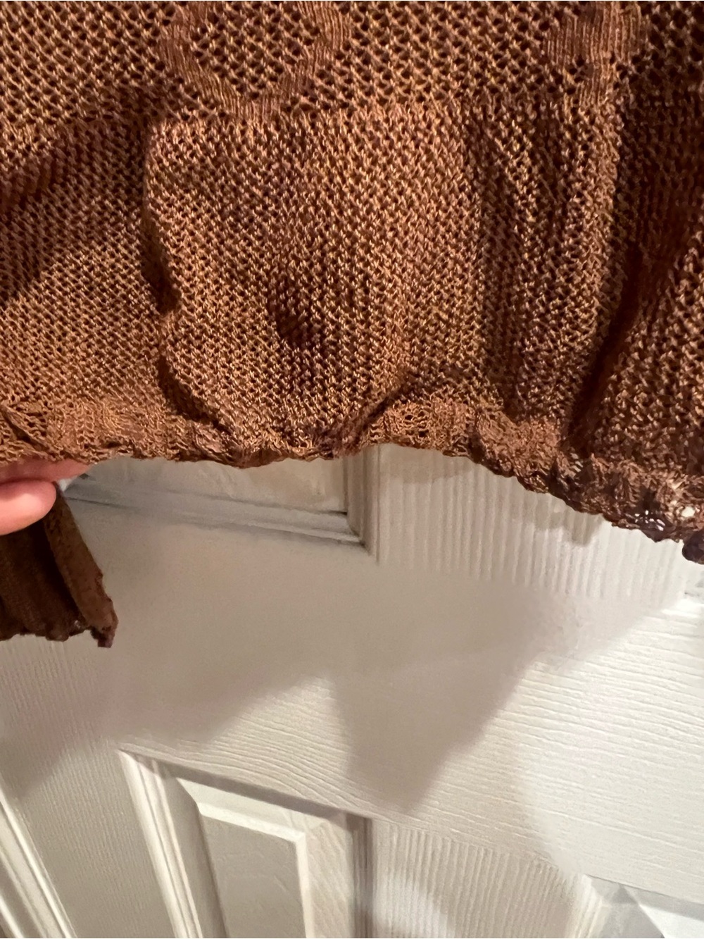 Zara Brown Sheer Ruffle Button-Front Blouse - Picture 6 of 12